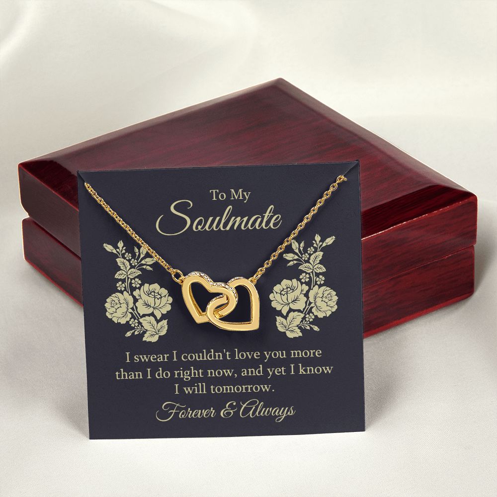 To my soulmate - I swear I couldn't love you Interlocking Hearts Necklace