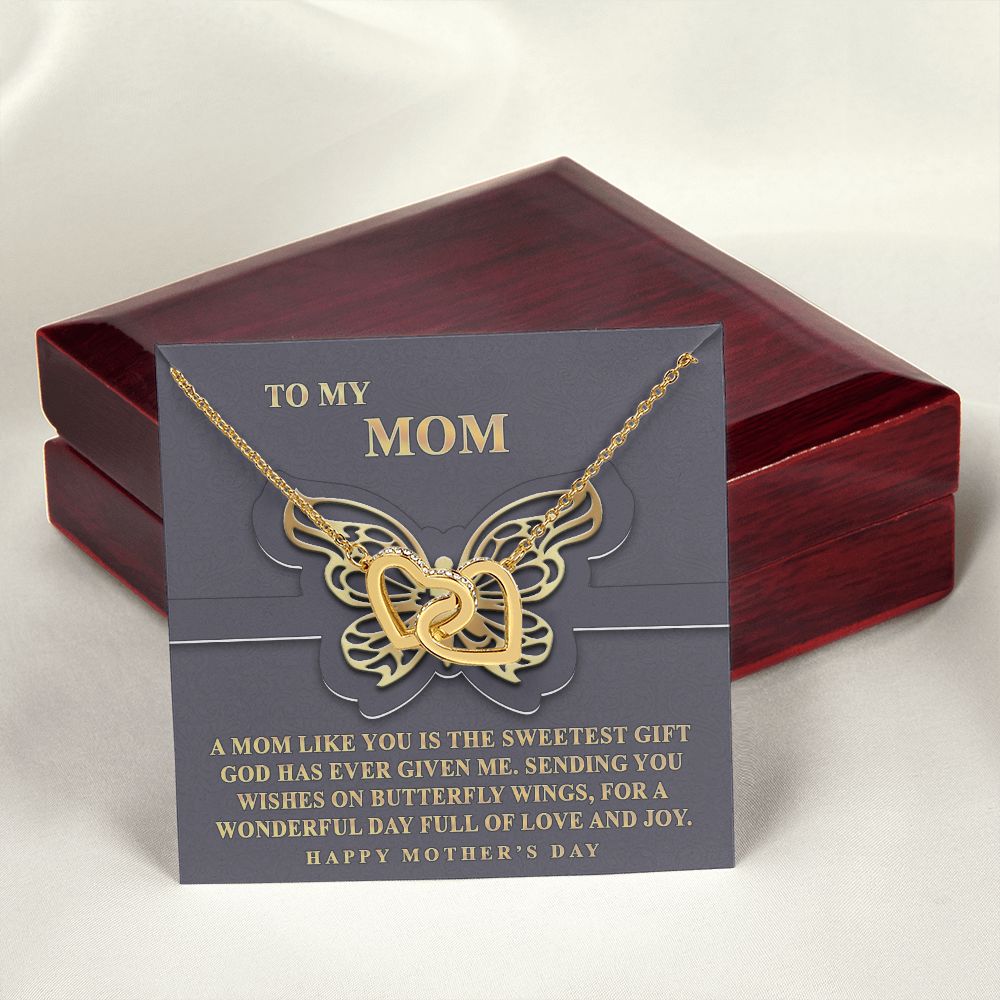 To My Mom Necklace, Gift For Mom, Mother's Day Gift from Daughter, Mom Jewelry Gift for Mothers Day, Birthday Gift for Mother, Moms Gift from Daughter Son, Necklace for Mom Mother 12 Interlocking Hearts Necklace