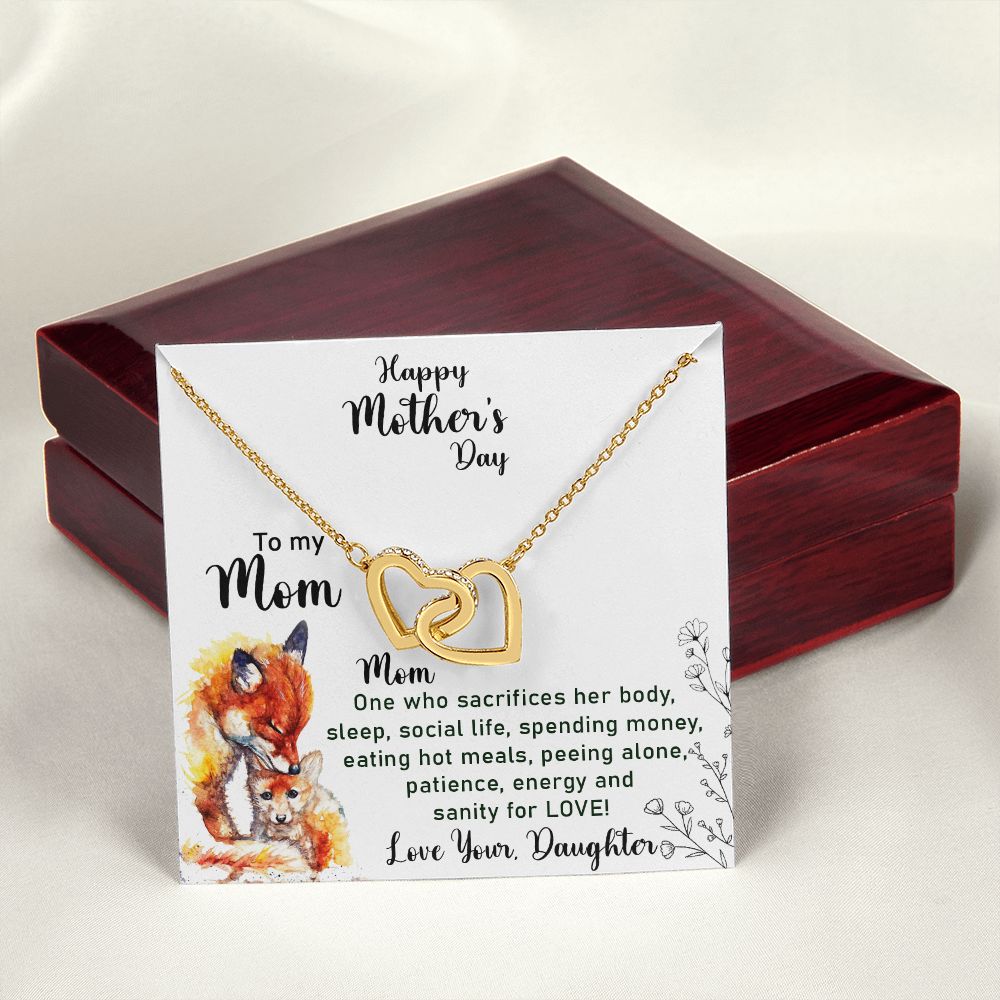 Mom Necklace Gifts for Mom from Daughter to Mom Gifts for Mothers Day from Daughter, To My Mom Necklace from Daughter to Mom Birthday Gifts Necklace with Message Card and Gift Box2223 Interlocking Hearts Necklace