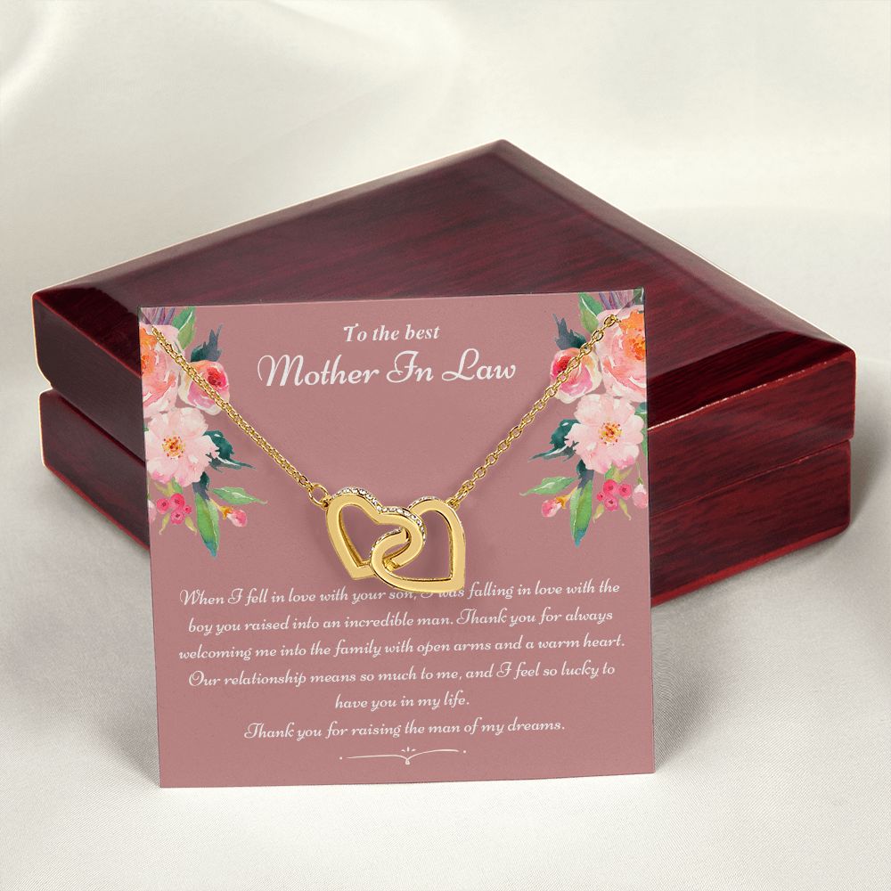 To The Best Mother In Law Gifts, Love Knot Necklace, Mother's Day Necklace Gifts Interlocking Hearts Necklace