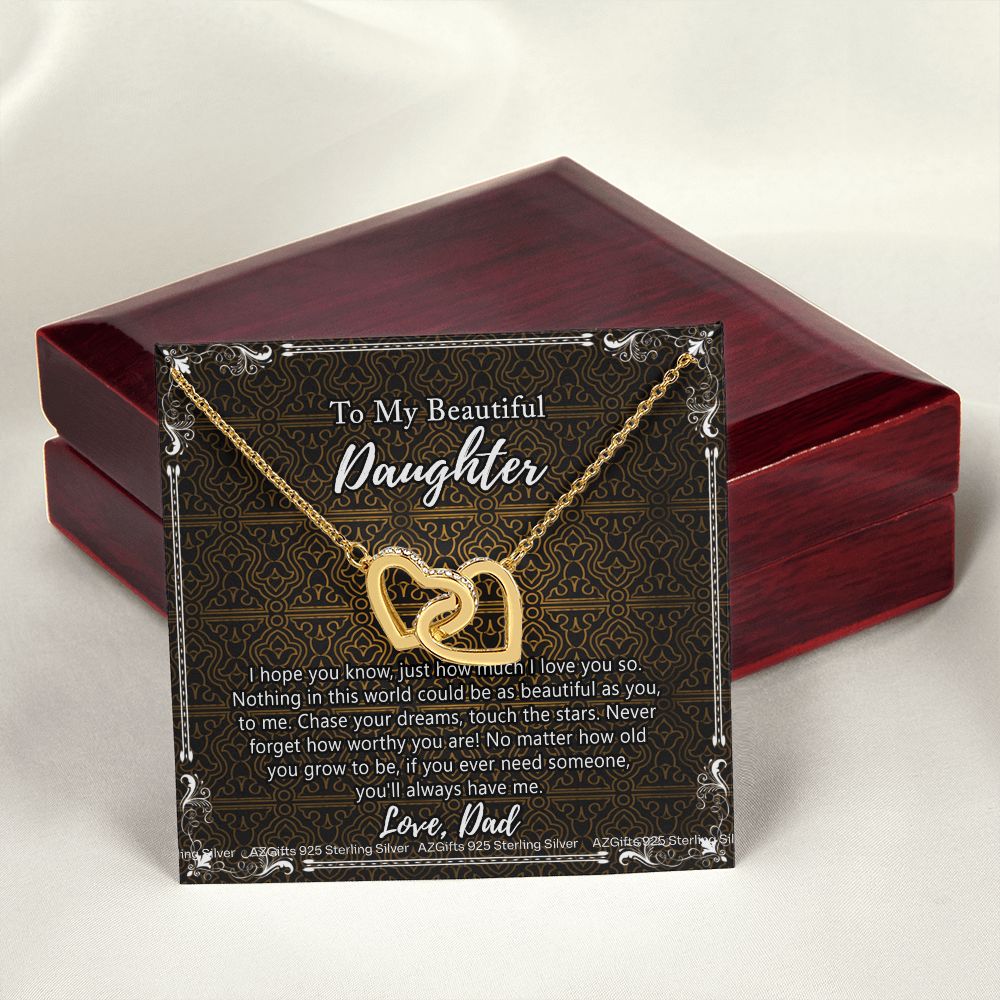 Daughter Gift From Dad Father To My Daughter Necklace for Daughter Jewelry Necklace Meaningful Jewelry Personalized Jewelry Gifts For Women Girls Her Interlocking Hearts Necklace