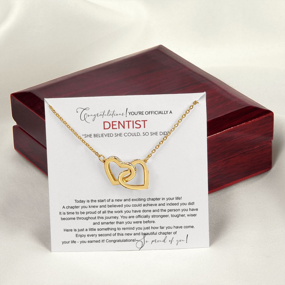 Dentist Graduation Gift Necklace, Dental Student Graduation Gift, Doctor of Dental Medicine Graduate, Dentist Jewelry Dentist Necklace For Daughter Sister Necklace For Her Granddaughter Interlocking Hearts Necklace