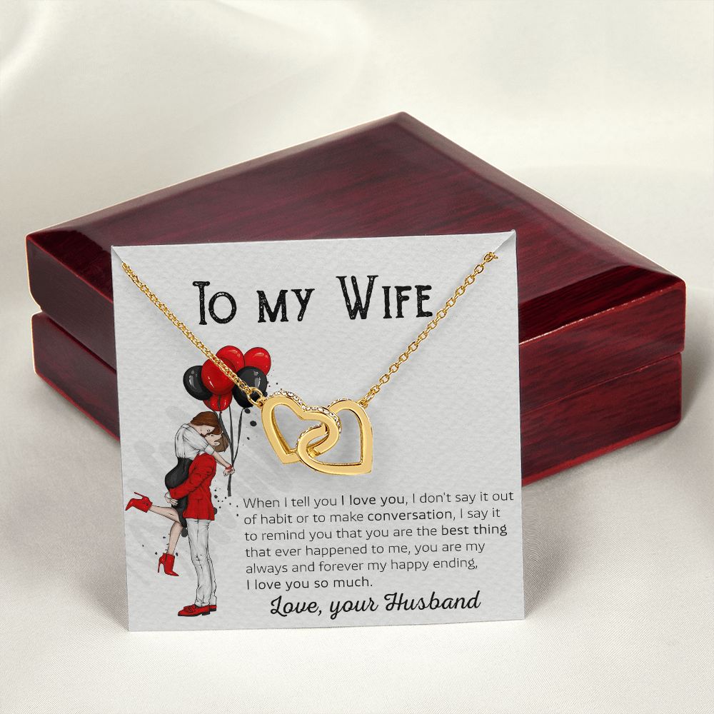 Birthday Gifts For Wife, Necklace Gifts For Wife From Husband, To My Wife Jewelry For Women , To My Wife Necklace  from Husband Wedding Anniversary Present For Wife, Beautiful Wife Jewelry Christmas 7 Interlocking Hearts Necklace