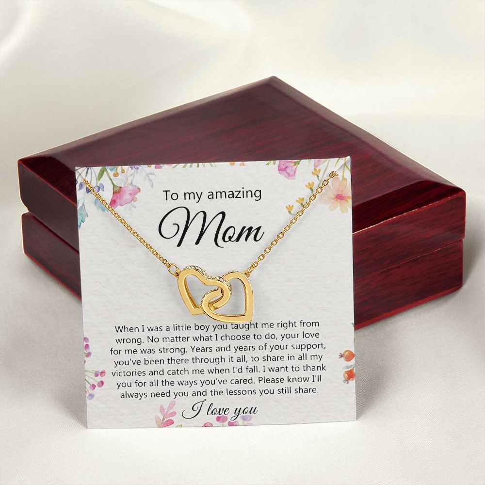 To My Amazing Mom Necklace for Mother Day Gift From Son, Gift For Mom From Son, Necklace Gift For Mom Son Gift For Mother Gift Thank You Mom, Mother Necklace Birthday Gift for Mom Interlocking Hearts Necklace
