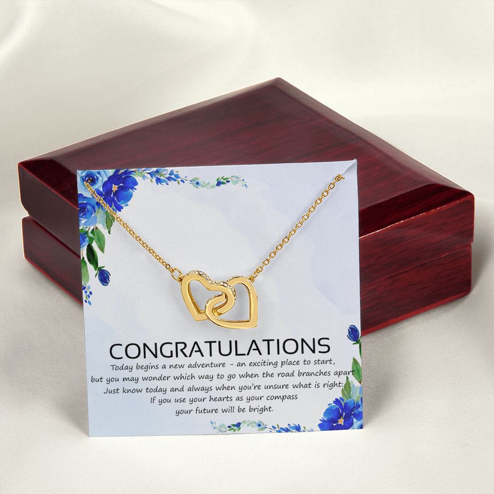 Graduation Compass Necklace - Perfect gift to say congratulations to high school Congrats Graduation Pendants Gift For Daughter, Granddaughter, Niece, Sister Interlocking Hearts Necklace