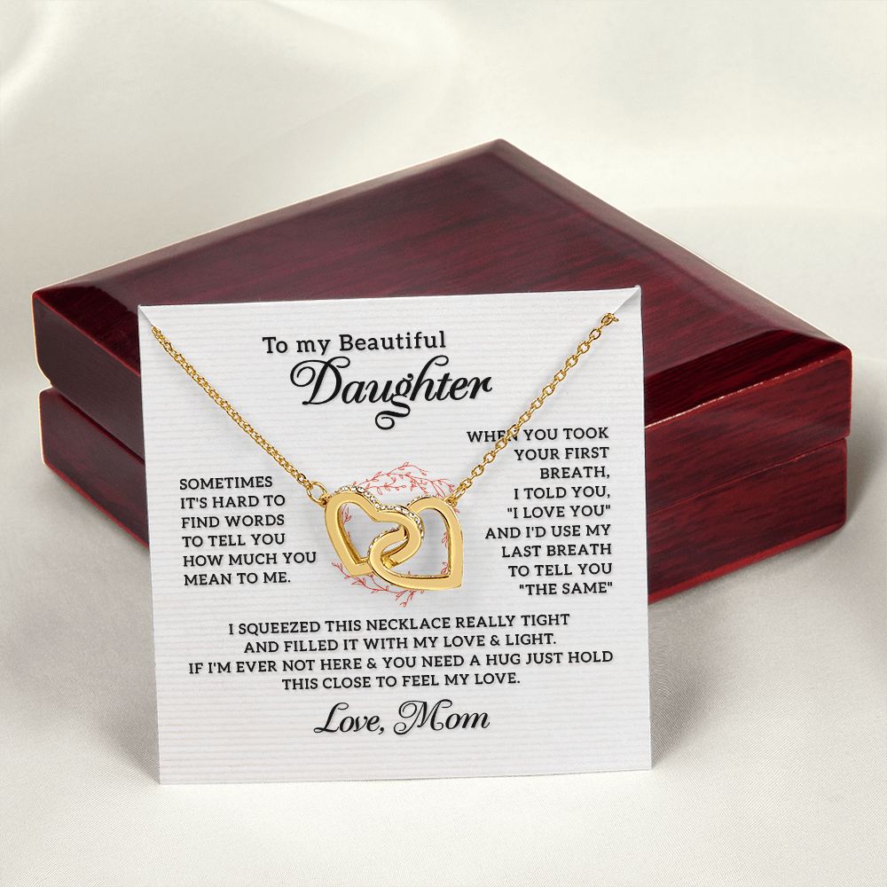 To My Beautiful Daughter Necklace from Mom, Mother and Daughter Necklace, Gift for Daughter, Necklace for Daughter, Gift for Daughter from Mom, Daughter Gift from Mother 301 Interlocking Hearts Necklace