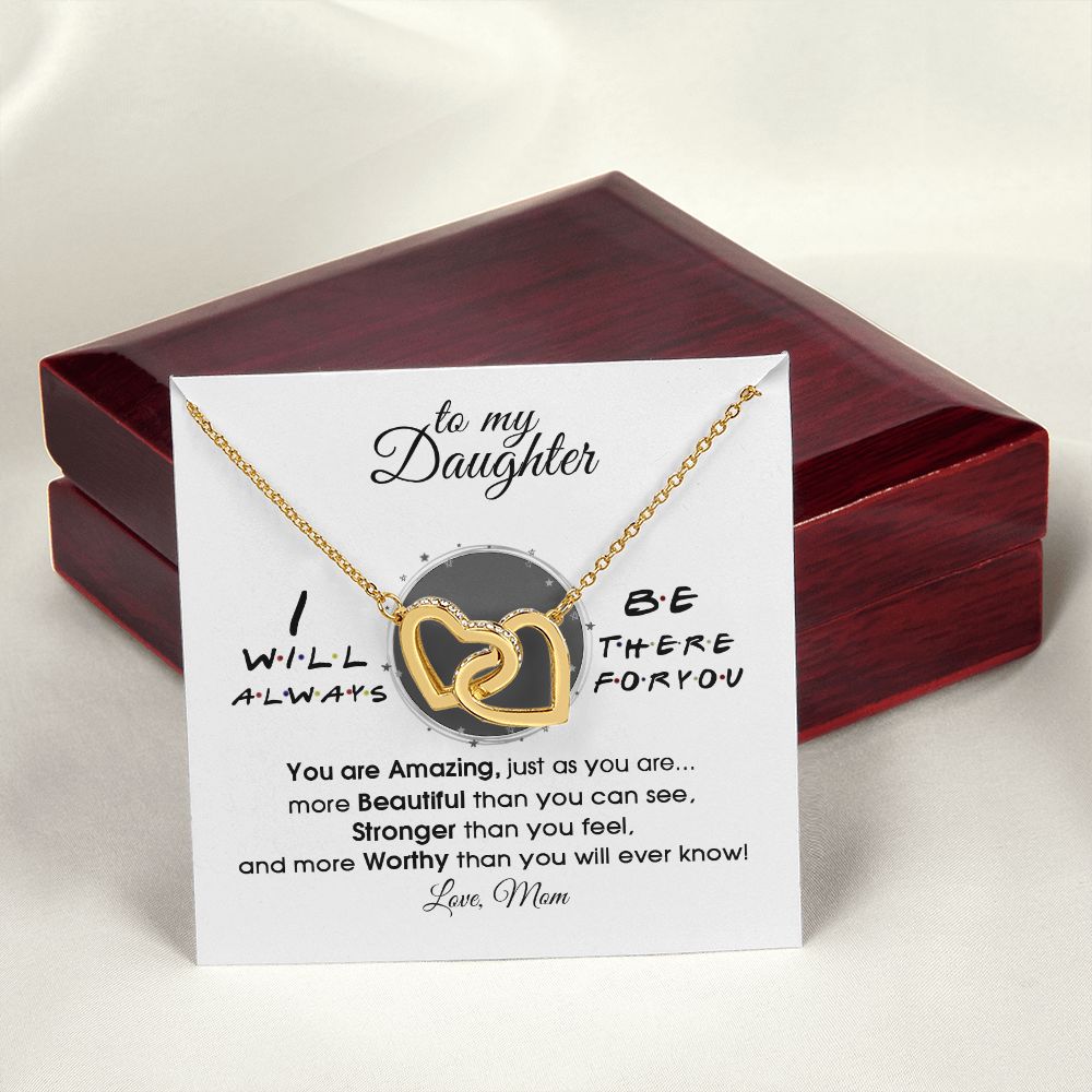 Mother Daughter Gift Ideas, To My Daughter Gift Necklace from Mom, Jewelry Pendant Present for Daughter, Birthday Christmas Gift Graduation Gifts for Daughters, Mother and Daughter Necklace 33 Interlocking Hearts Necklace