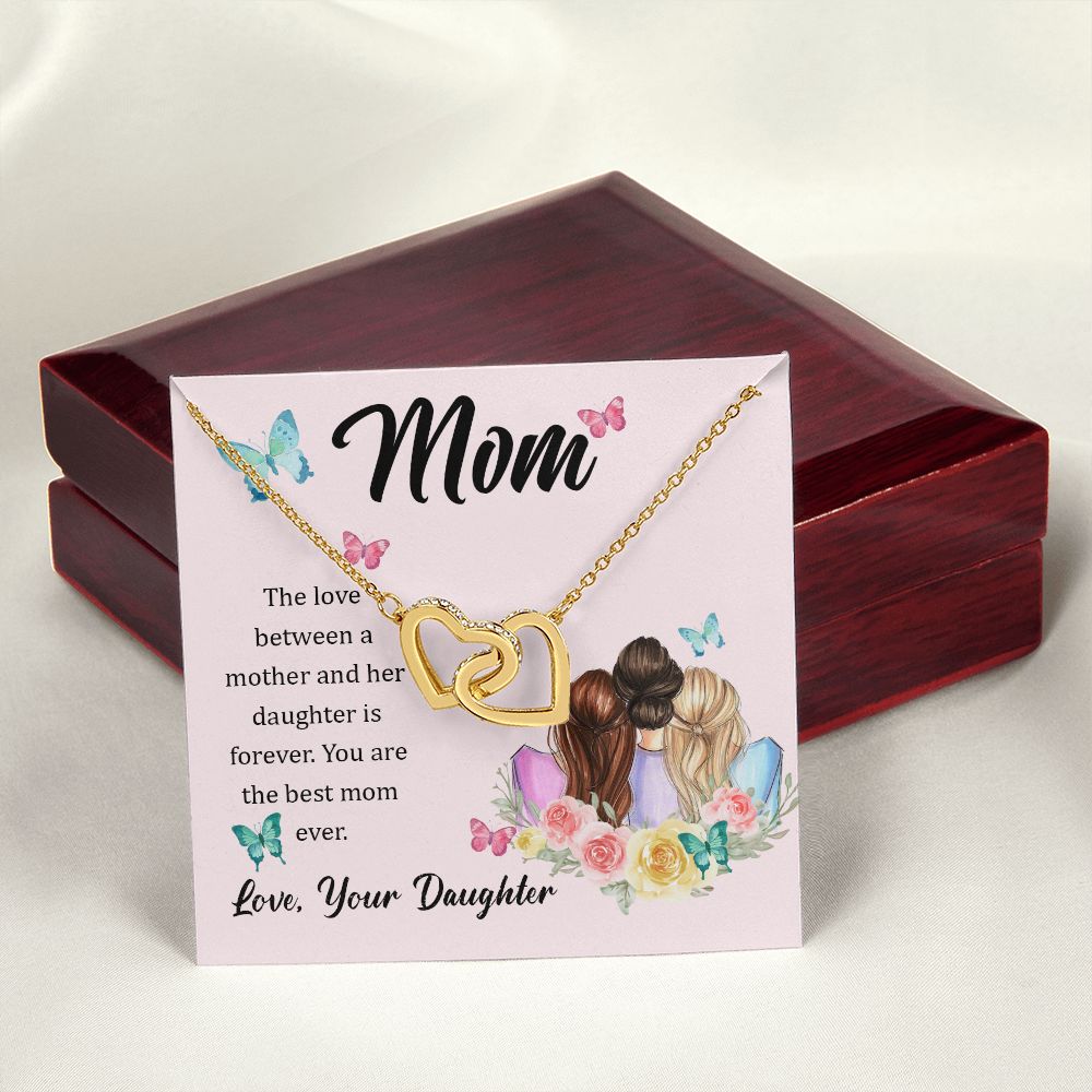 Mom Necklace Gifts for Mom from Daughter to Mom Gifts for Mothers Day from Daughter, To My Mom Necklace from Daughter to Mom Birthday Gifts Necklace with Message Card and Gift Box21 Interlocking Hearts Necklace