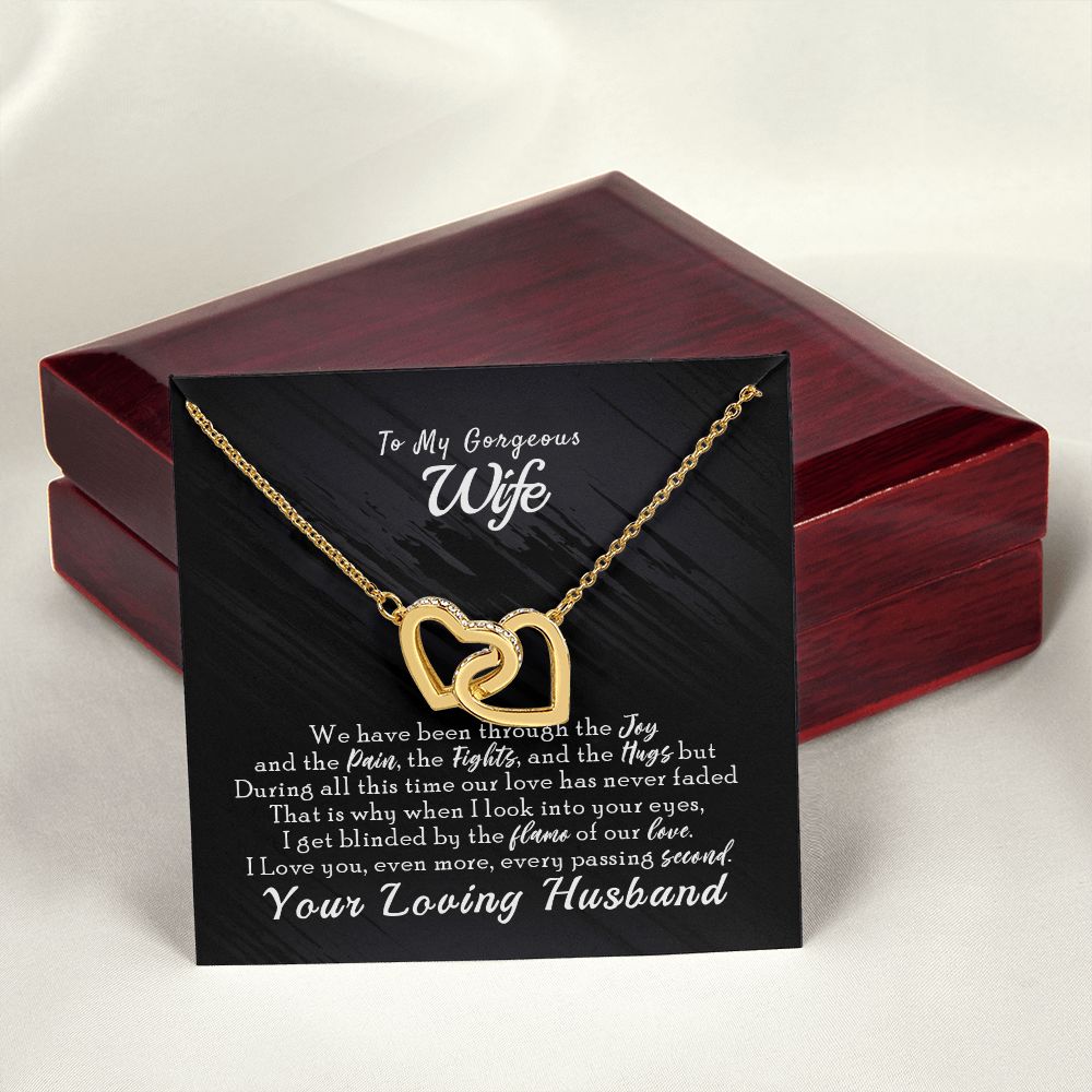 To My Wife Necklace from Husband, Personalized Necklace for Women, Luxury Necklace for Wife from Man Men, Wedding Anniversary Present For Wife, Beautiful Wife Jewelry Christmas Birthday Gift For Wife14 Interlocking Hearts Necklace