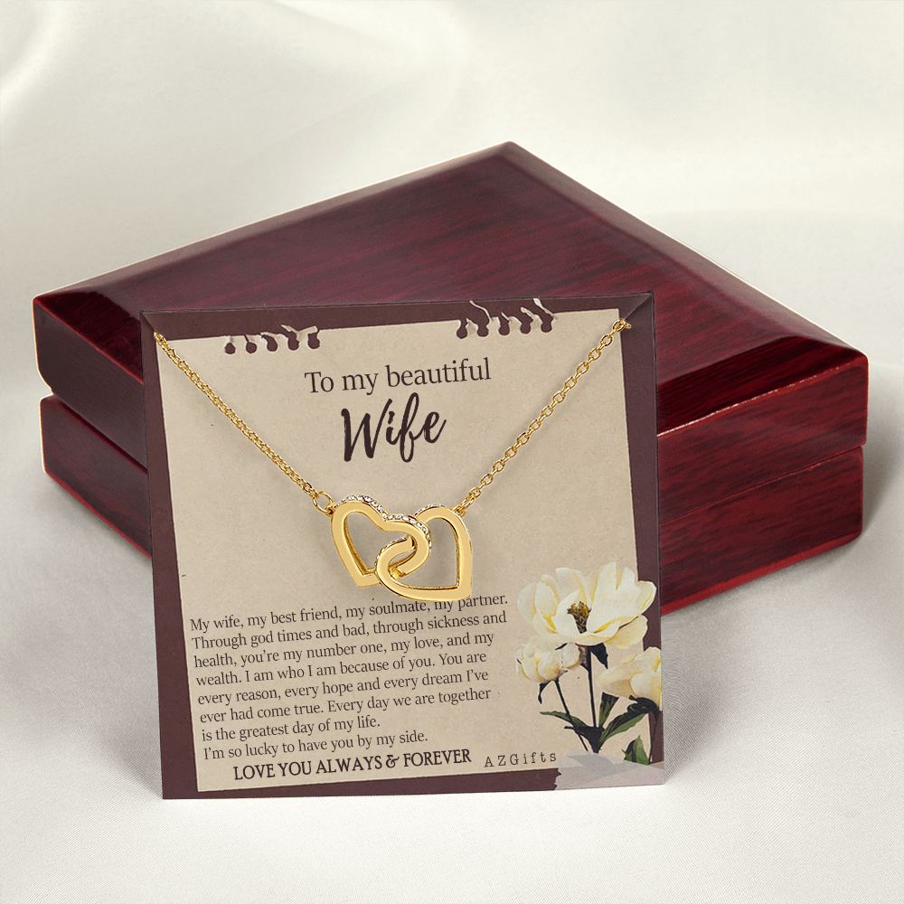 To My Wife Necklace from Husband, Personalized Necklace for Women, Luxury Necklace for Wife from Man Men, Wedding Anniversary Present For Wife, Beautiful Wife Jewelry Christmas Birthday Gifts For Wife7 Interlocking Hearts Necklace