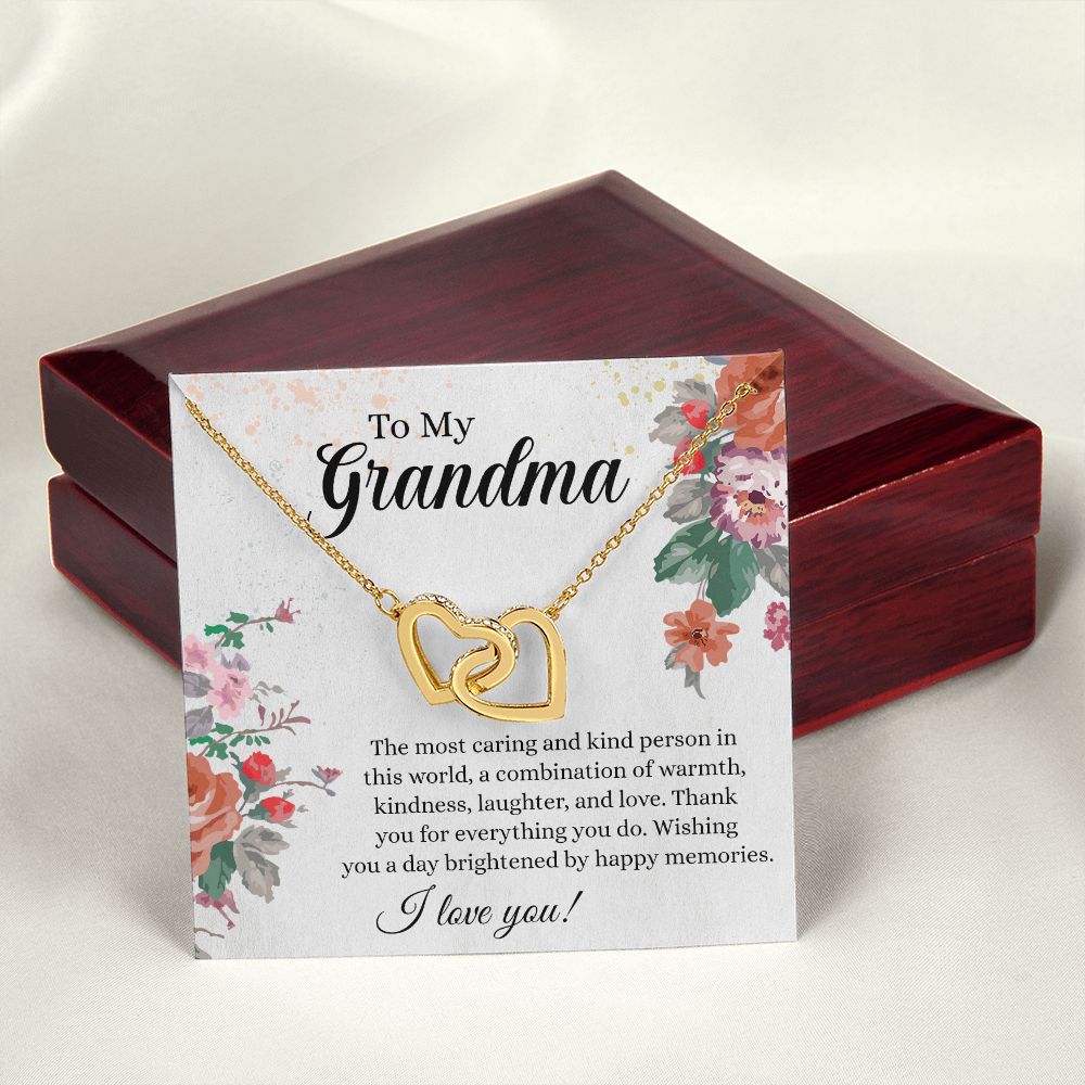 To My Grandma Necklace, Gift for Grandmother Necklace, Mothers Day Gift For Grandma Nana, Grandma Jewelry From Grandchildren GrandKids , Jewelry Box Gift For Grandma Grandmother3 Interlocking Hearts Necklace