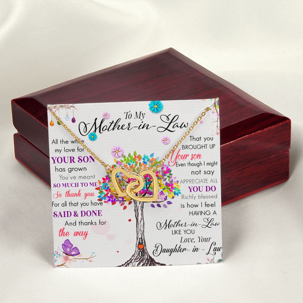 Mother in Law Necklace, Jewelry for Women, Future Mother in Law Gifts from Daughter in Law, Mother of Bride Gifts For Mother in Law, Birthday Gifts For Mother In Law From Daughter In Law72323 Interlocking Hearts Necklace