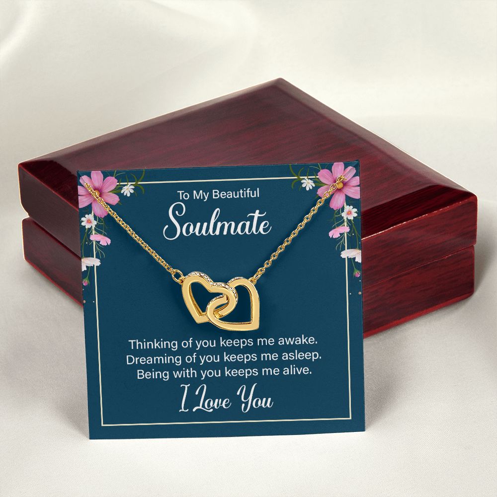 To My Soulmate Necklace for Women Birthday Christmas Jewelry Gifts For My Wife with Message Card Box Personalized Gift Present Pendant for Future Wife Soulmate Girlfriend Love 13 Interlocking Hearts Necklace