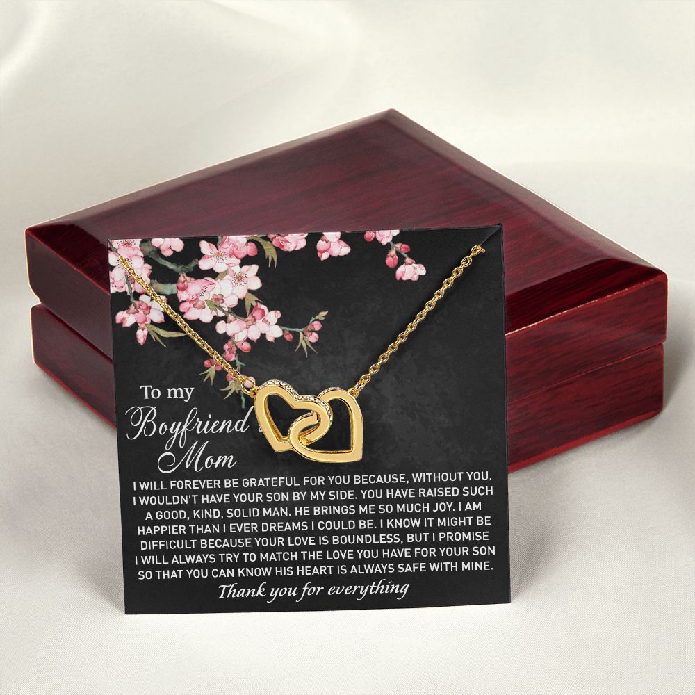 To My Boyfriend's Mom Necklace I Will Forever Be Grateful for You Love Knot Pendant Jewelry For Fiancé's Mom From Future Daughter In Law Interlocking Hearts Necklace
