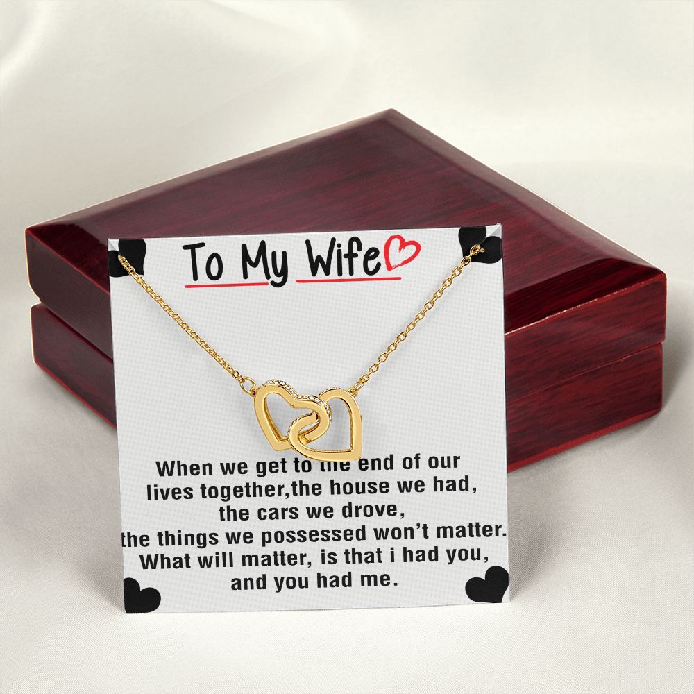 To My Wife Necklace from Husband, Personalized Necklace for Women, Luxury Necklace for Wife from Man Men, Wedding Anniversary Present For Wife, Beautiful Wife Jewelry Christmas Birthday Gift For Wife25 Interlocking Hearts Necklace