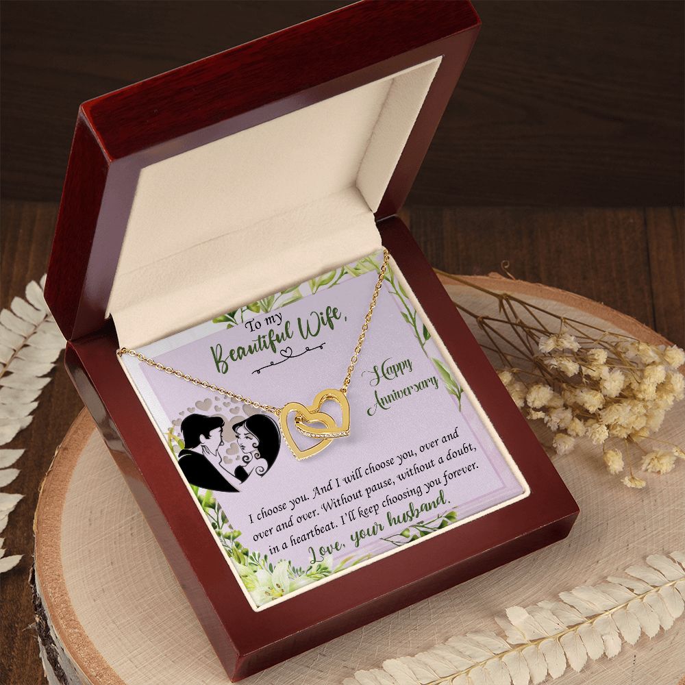 To My Beautiful Wife Necklace, Gifts for Soulmate, Heart Necklace for Wife, Soulmate Jewelry, Soulmate Necklace, Future Wife Gift, Interlocking Heart Necklace for Wife from Husband