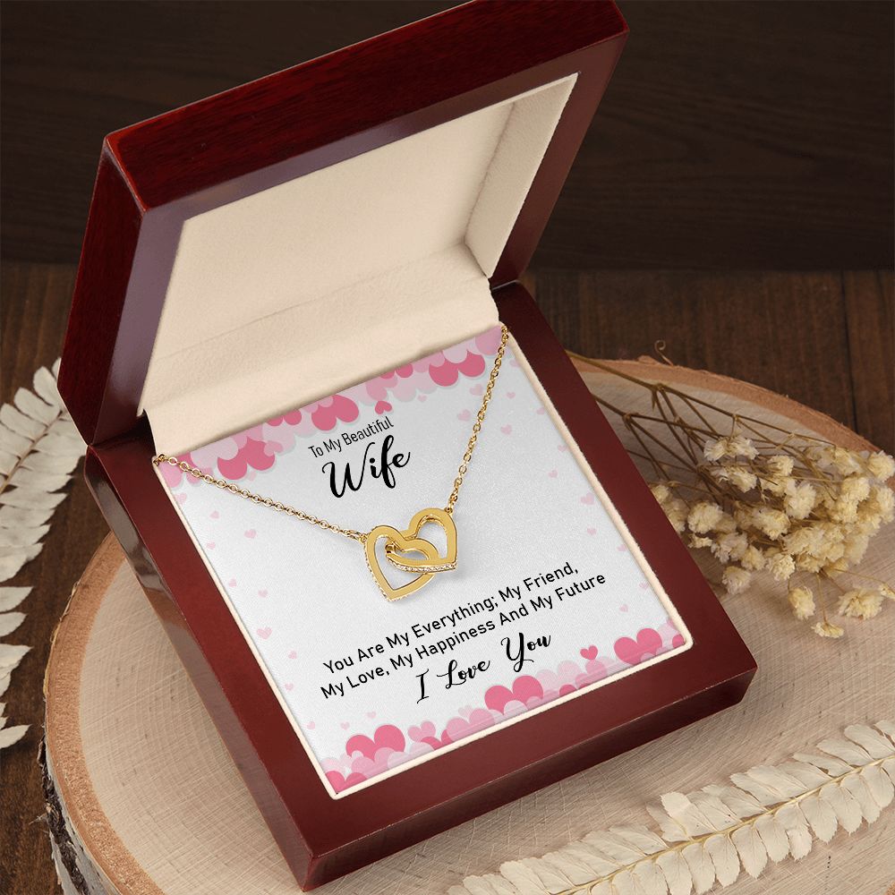 To My Wife Necklace from Husband Luxury Jewelry For Wife, Couples Gifts Neckalce For Wife From Husband, Necklaces Styles On Birthday Christmas Wedding For Women, Interlocking Hearts Necklace For Her