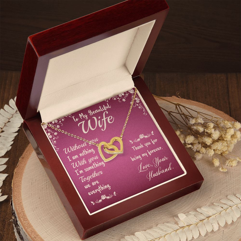 To My Beautiful Wife Necklace, Gift for Wife from Susband, Interlocking Hearts Neckalce Gift for Wife from Husband Necklace for Wife Luxury Jewelry Necklaces Styles On Birthday, Xmas, tyle Luxury Led Box