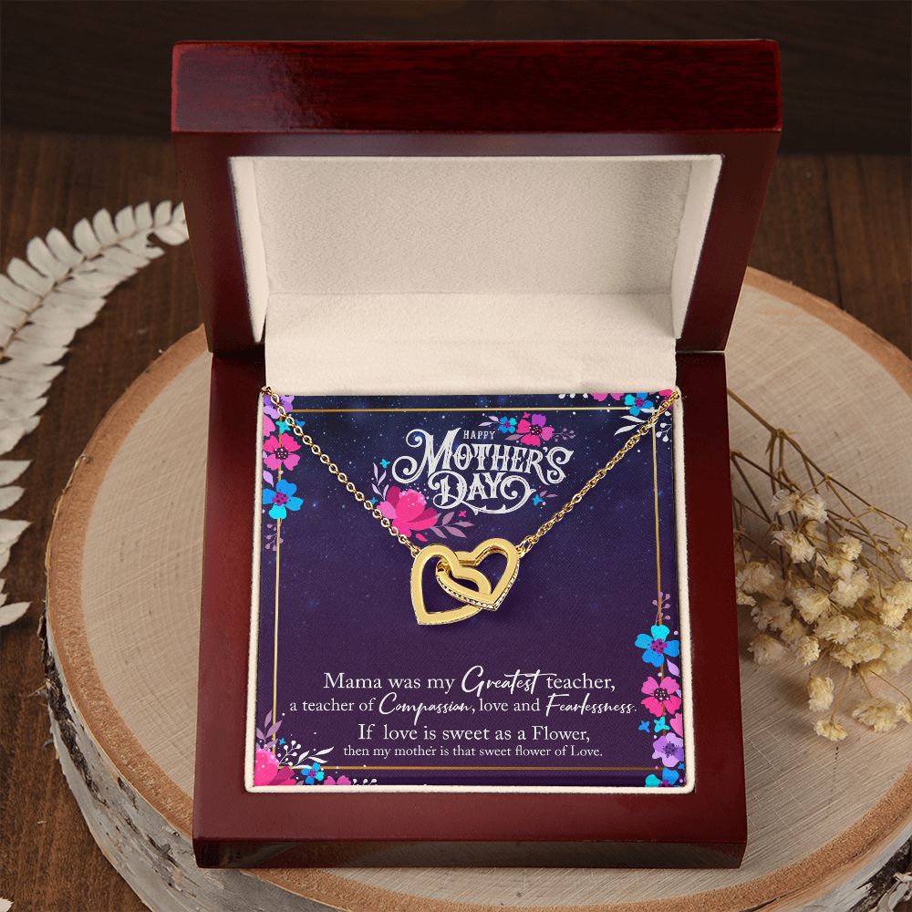 To My Mom Mother Necklace Pendant Gìt From Daughter Or Son Happy Mothers Day Mama Was My Greatest Teacher With Message Card Gift For Mom Interlocking Hearts Necklace
