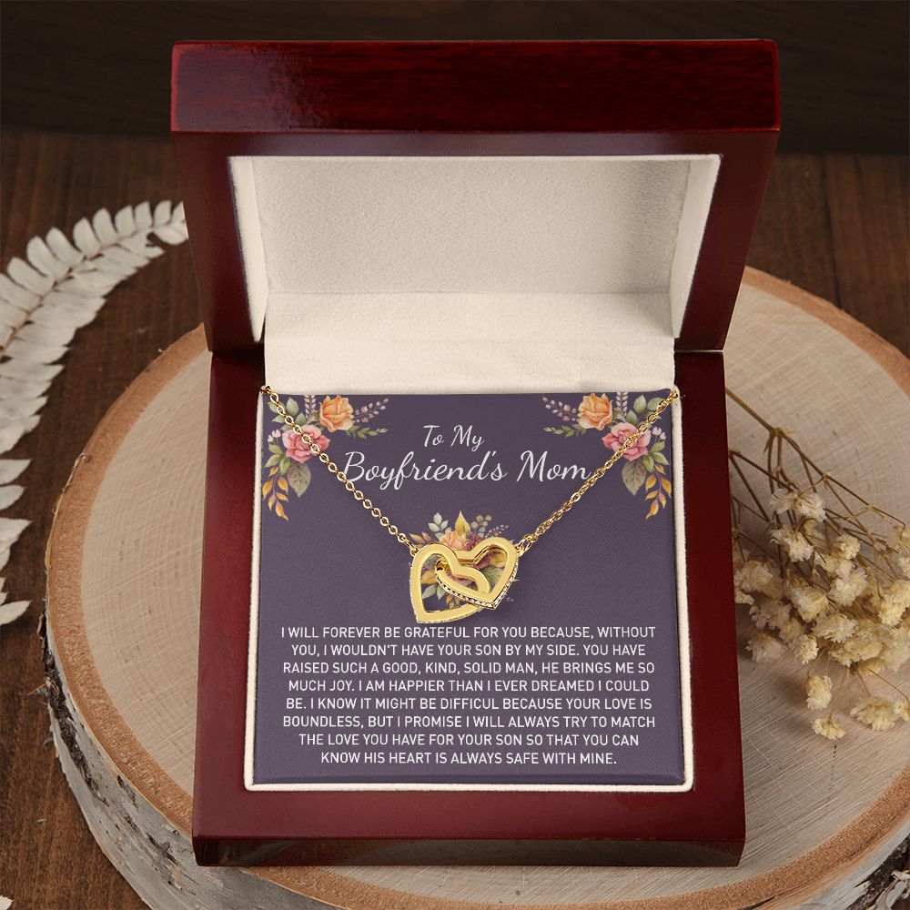 To My Boyfriends Mom Gift Necklace for Boyfriends Mom Gift Mother in Law Jewelry Gift Birthday Gift For Boyfriend's Mom Gift for Boyfriends Mom Gift for Boyfriend's Mom From Girlfriend Interlocking Hearts Necklace