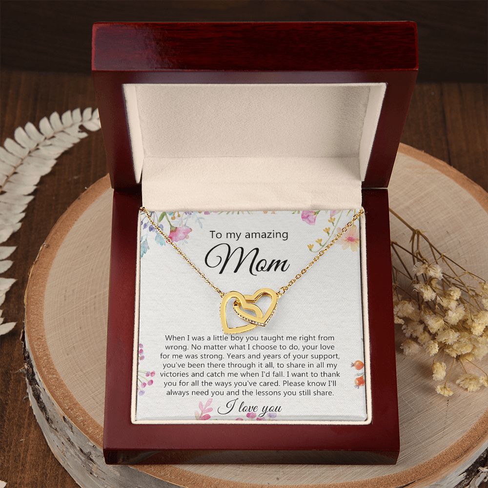 To My Amazing Mom Necklace for Mother Day Gift From Son, Gift For Mom From Son, Necklace Gift For Mom Son Gift For Mother Gift Thank You Mom, Mother Necklace Birthday Gift for Mom Interlocking Hearts Necklace