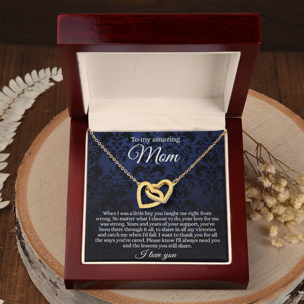 Gift for Mom Necklace, To My Beautiful Mom Love Knot Necklace Card, Mother’s Day Gift For Mom From Son, Thank You Mom Gift, Custom Jewelry Necklace For Mom Interlocking Hearts Necklace