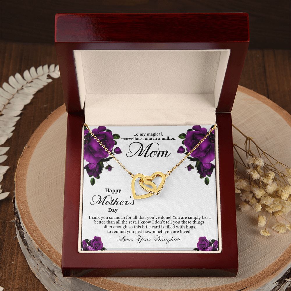 Mom Necklace Gifts for Mom from Daughter to Mom Gifts for Mothers Day from Daughter, To My Mom Necklace from Daughter to Mom Birthday Gifts Necklace with Message Card and Gift Box3 Interlocking Hearts Necklace