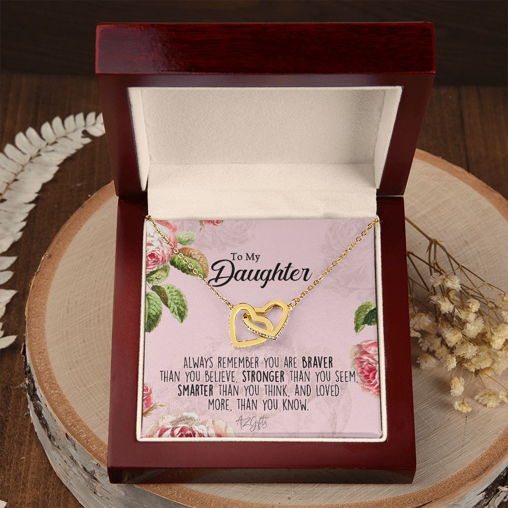 To My Daughter Gift Necklace from Mom, Mother and Daughter Necklace for Girls, Mother Daughter Gift Ideas, Jewelry Pendant Interlocking Hearts Necklace