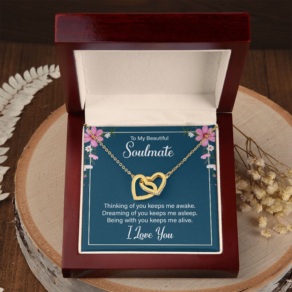 To My Soulmate Necklace for Women Birthday Christmas Jewelry Gifts For My Wife with Message Card Box Personalized Gift Present Pendant for Future Wife Soulmate Girlfriend Love 13 Interlocking Hearts Necklace