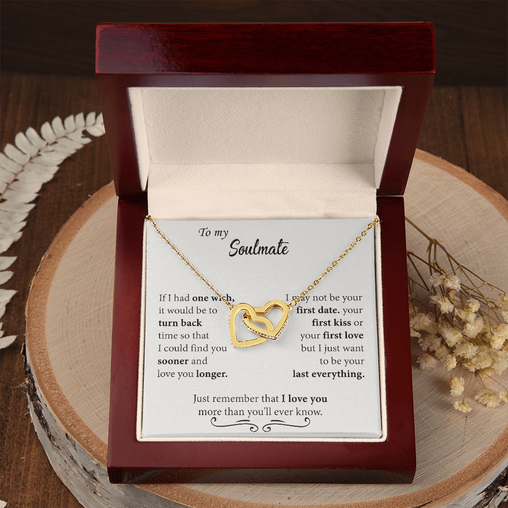 To My Soulmate Necklace for Women Birthday Christmas Jewelry Gifts For My Wife with Message Card Box Personalized Gift Present Pendant for Future Wife Soulmate Girlfriend Love 24 Interlocking Hearts Necklace