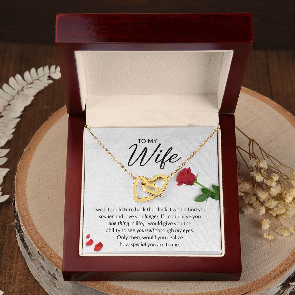 Birthday Gifts For Wife, Necklace Gifts For Wife From Husband, To My Wife Jewelry For Women , To My Wife Necklace  from Husband Wedding Anniversary Present For Wife, Beautiful Wife Jewelry Christmas22 Interlocking Hearts Necklace