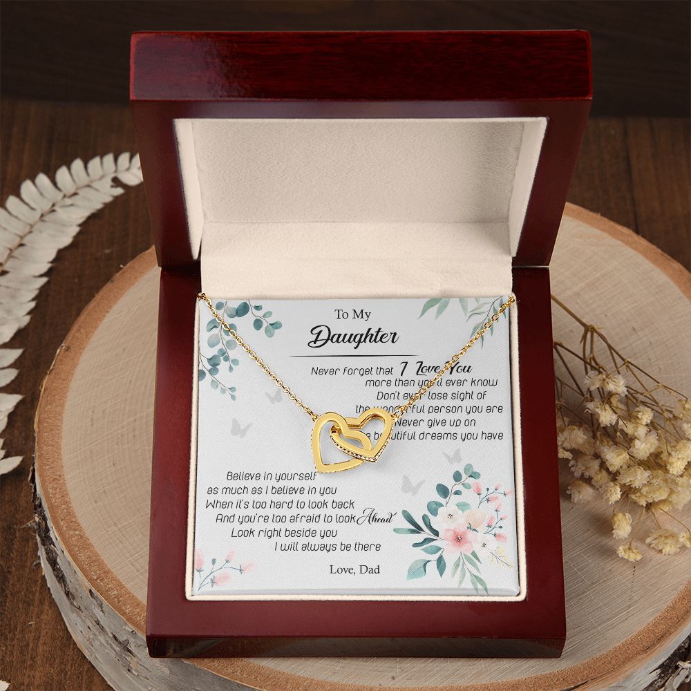 Jewelry Pendant Present for Daughter, To My Daughter Gift Necklace from Mom, Mother Daughter Gift Ideas, Birthday Christmas Gift Graduation Gifts for Daughters, Mother and Daughter Necklace 20 Interlocking Hearts Necklace