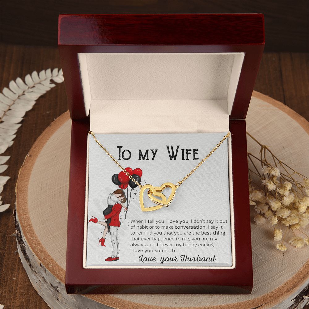 Birthday Gifts For Wife, Necklace Gifts For Wife From Husband, To My Wife Jewelry For Women , To My Wife Necklace  from Husband Wedding Anniversary Present For Wife, Beautiful Wife Jewelry Christmas 7 Interlocking Hearts Necklace