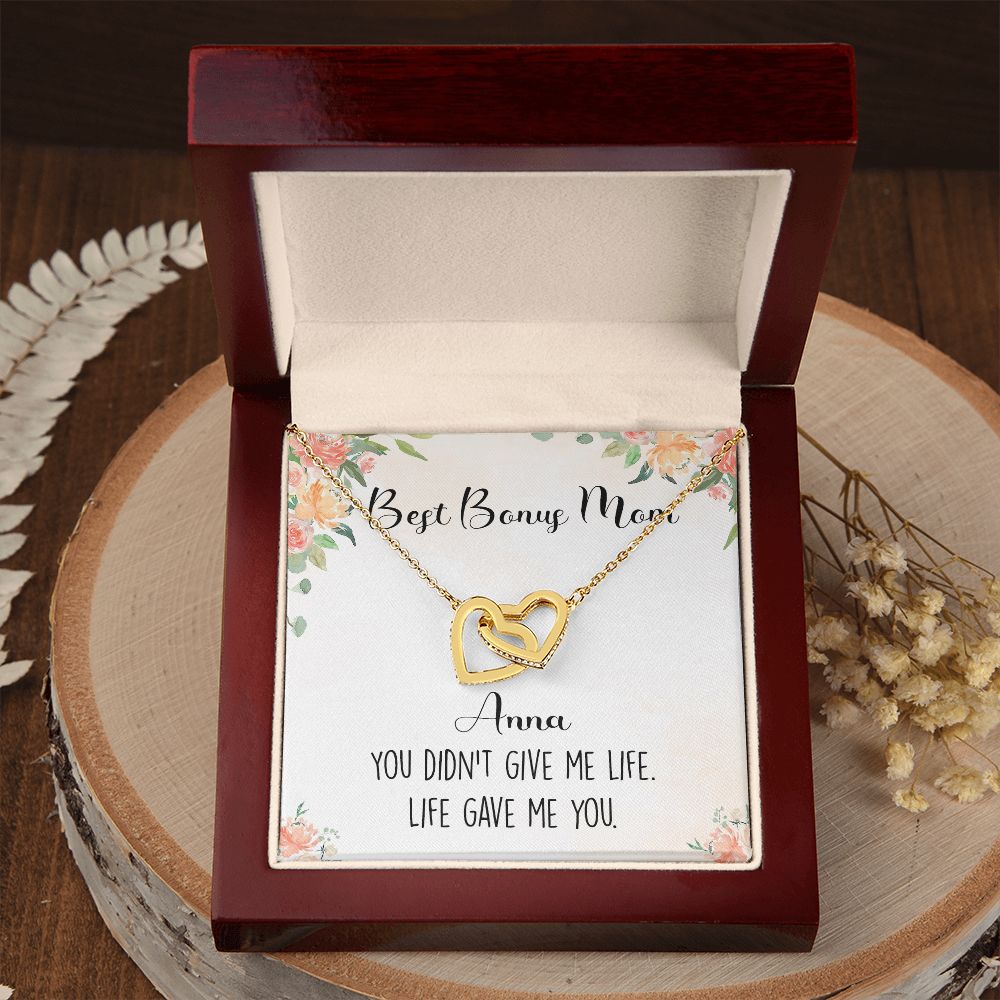 To My Stepmom Necklace from Stepdaughter Birthday Gifts for Stepmom Stepmother Gifts for Second Mom Gifts for Stepmom from Bonus Daughter Stepmom Gifts for Birthday Mothers Day 301 Interlocking Hearts Necklace
