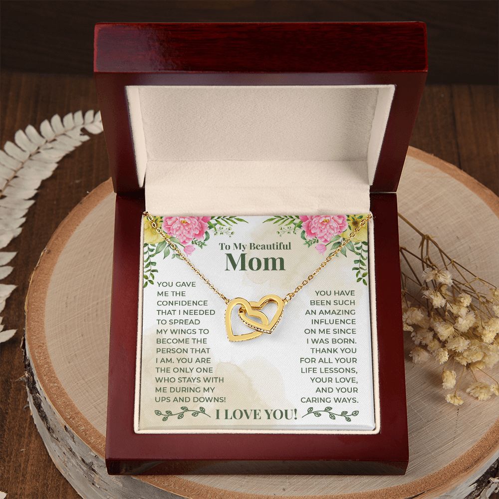 Mom Necklace Gifts for Mom from Daughter to Mom Gifts for Mothers Day from Daughter, To My Mom Necklace from Daughter to Mom Birthday Gifts Necklace with Message Card and Gift Box22 Interlocking Hearts Necklace