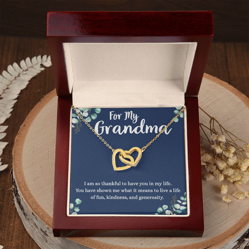 To My Grandma Necklace, Gift for Grandmother Necklace, Mothers Day Gift For Grandma Nana, Grandma Jewelry From Grandchildren GrandKids , Jewelry Box Gift For Grandma Grandmother4 Interlocking Hearts Necklace