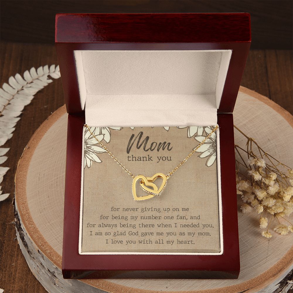 Thank You Gift For Mom, Gifts For Mother, Gifts For Mom From Daughter, Affordable Gifts For Mom, Birthday Gift Ideas For Mom From Daughter Interlocking Hearts Necklace