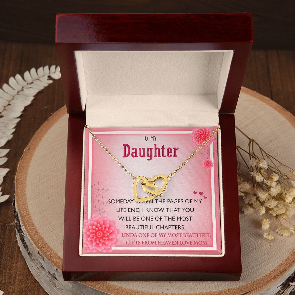 To My Daughter Gift Necklace from Mom, Mother and Daughter Necklace for Girls, Mother Daughter Gift Ideas, Jewelry Pendant Interlocking Hearts Necklace