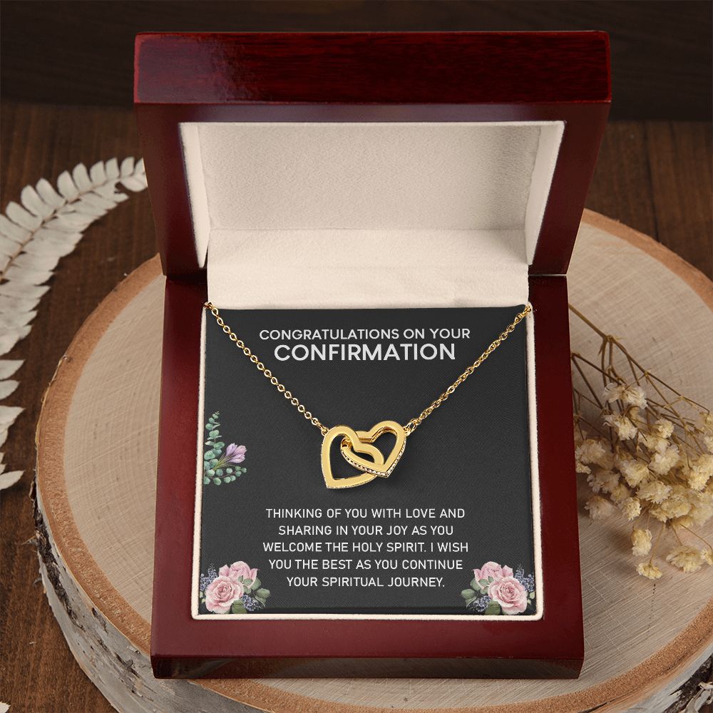 Congratulations On Your Confirmation Love Knot Necklace, Confirmation Gift Interlocking Hearts Necklace
