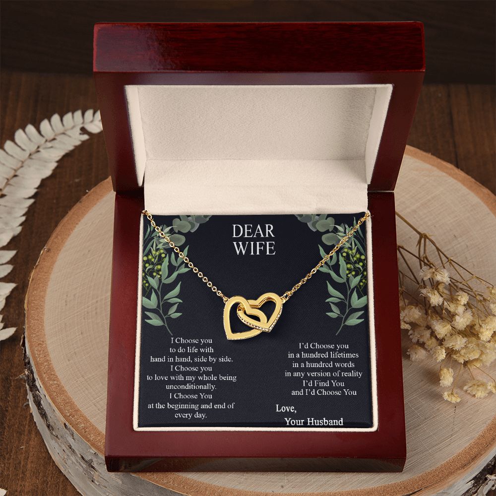 Birthday Gifts For Wife, Necklace Gifts For Wife From Husband, To My Wife Jewelry For Women , To My Wife Necklace  from Husband Wedding Anniversary Present For Wife, Beautiful Wife Jewelry Christmas12 Interlocking Hearts Necklace