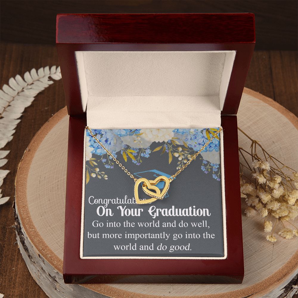 Graduation Gift Necklace For Girls, Graduation Jewelry, College, High School Congrats Graduation Pendants Gift For Daughter, Granddaughter, Niece, Sister Interlocking Hearts Necklace
