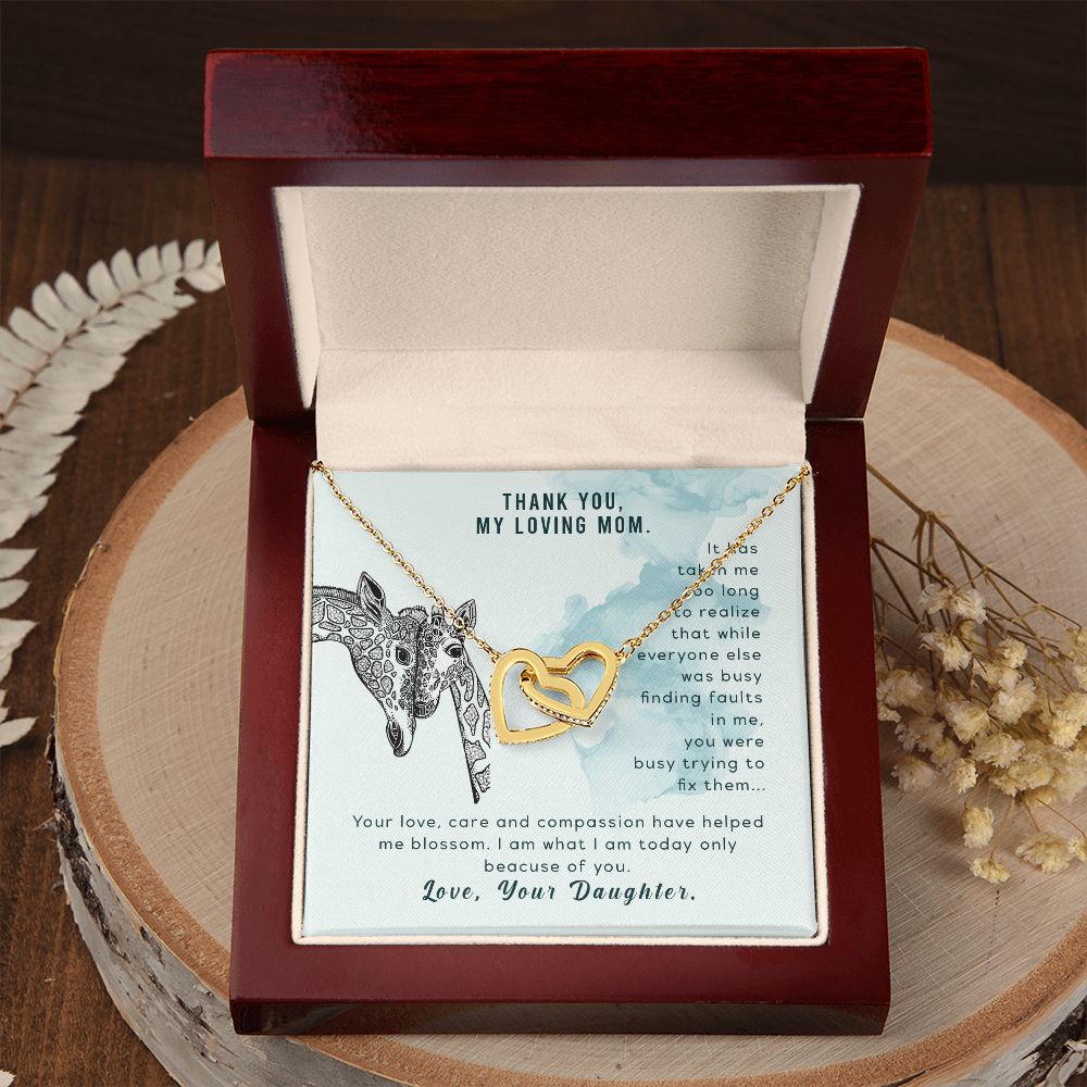To My Thank You My Loving Mom Giraffe Necklace Pendant Gift From Mom Necklace Gift For To Daughter Birthday Daughter In Law Gift On Birthday Anniversary Gift 30821 Interlocking Hearts Necklace