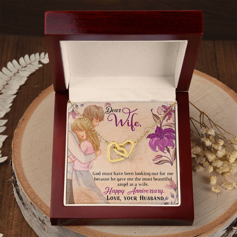 To My Wife Necklace, Wedding Anniversary Jewelry For Women, Necklace For Wife from Husband, Gift For Wife Birthday Gifts From Husband Necklace, Jewelry With Message Card In A Gift Box7 Interlocking Hearts Necklace