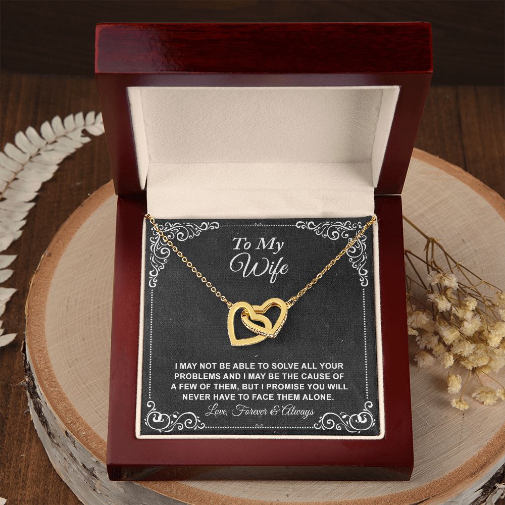 To My Wife Necklace, Gift For Wife From Husband, Anniversary Gift, Valentine's Interlocking Hearts Necklace