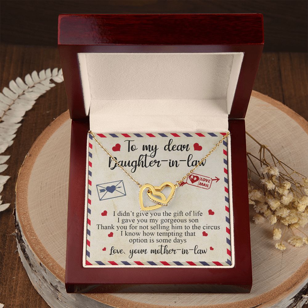 To My Dear Daughter In Law Gift, Graduation Gift For Her, Love Knot Necklace Interlocking Hearts Necklace