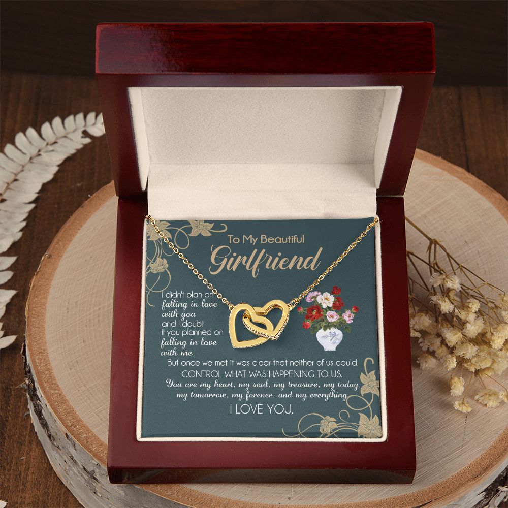 To My Girlfriend Necklace Valentine Gift From Boyfriend Necklace for Girlfriend Interlocking Hearts Necklace