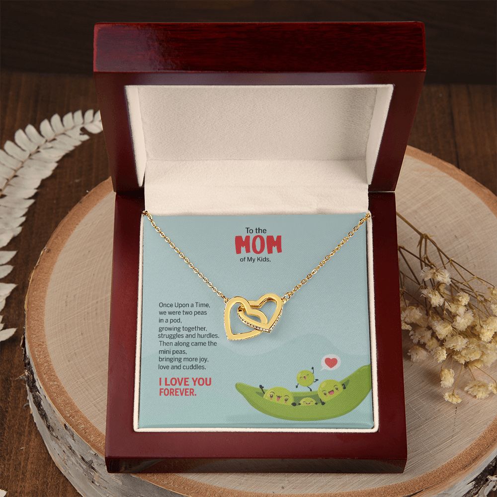 To My Mom Peas Pod Necklace From Kids, Gift For Mom On Mother's Day Jewelry Mom Interlocking Hearts Necklace