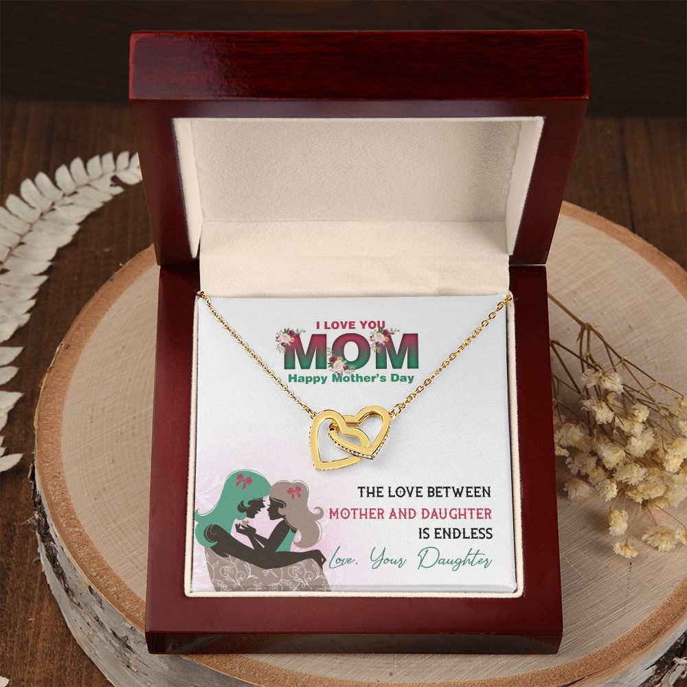 Mom Necklace Gifts for Mom from Daughter to Mom Gifts for Mothers Day from Daughter, To My Mom Necklace from Daughter to Mom Birthday Gifts Necklace with Message Card and Gift Box2236 Interlocking Hearts Necklace