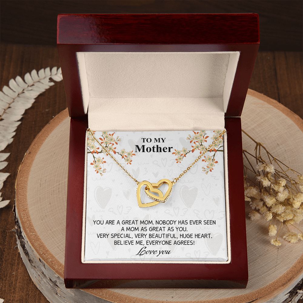 Mom Necklace Gifts for Mom from Daughter to Mom Gifts for Mothers Day from Daughter, To My Mom Necklace from Daughter to Mom Birthday Gifts Necklace with Message Card and Gift Box8 Interlocking Hearts Necklace