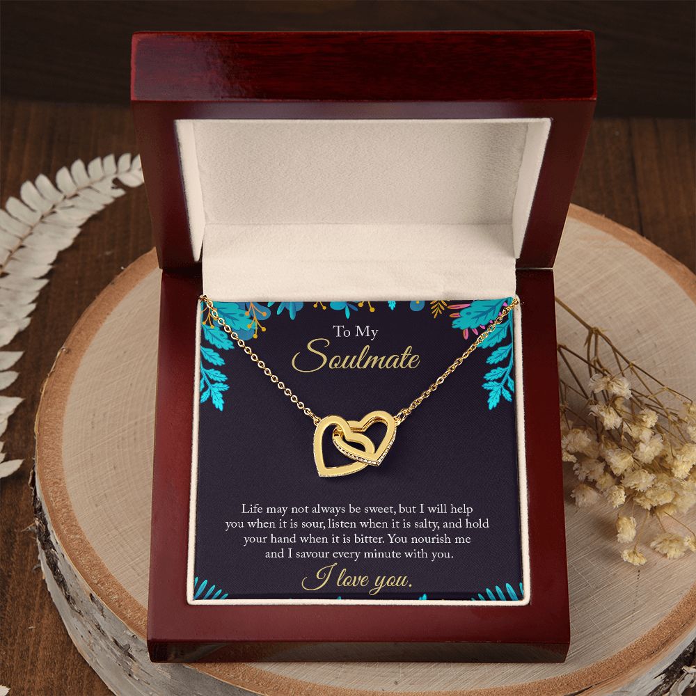 To My Soulmate Necklace for Women Birthday Christmas Jewelry Gifts For My Wife with Message Card Box Personalized Gift Present Pendant for Future Wife Soulmate Girlfriend Love 16 Interlocking Hearts Necklace